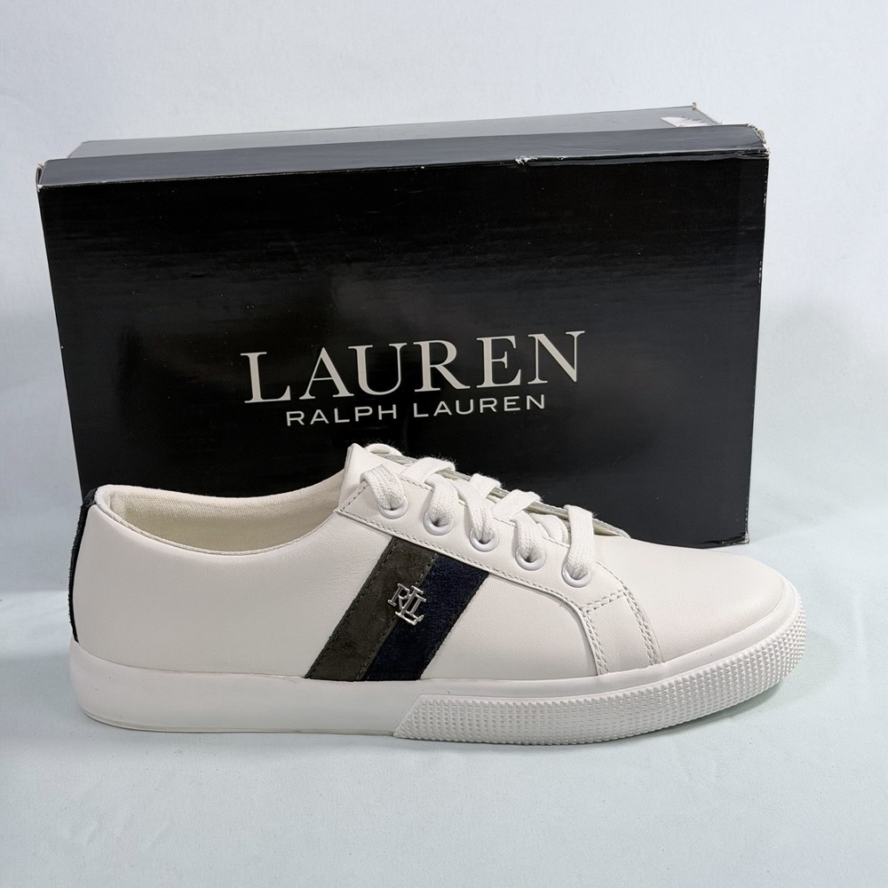 Lauren Ralph Lauren Size-7 Women's Janson Sneakers Leather‎ Snow White